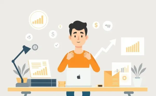 Person building a stock portfolio with various financial symbols