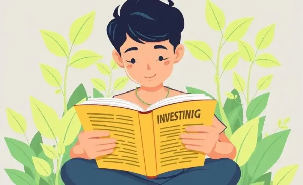 Person learning about dividend investing with symbolic growing plants