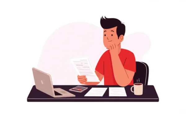 A person engaging with personal finance at their desk