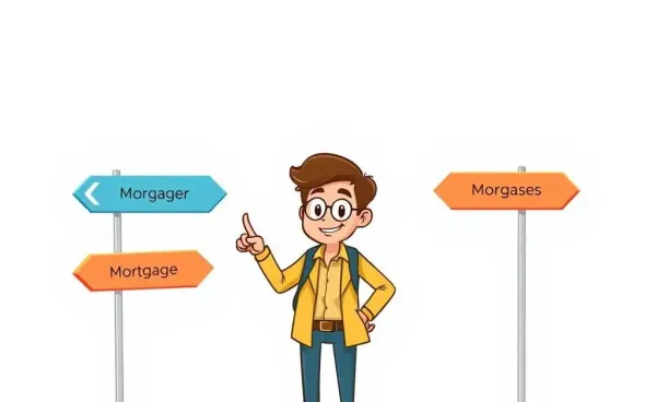 Guide showing mortgage options in a cartoon landscape