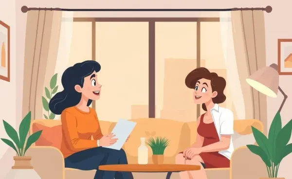 Cartoon image of a mortgage advisor with a couple