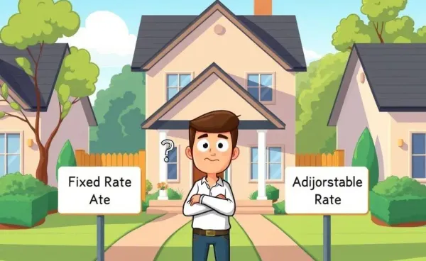 Illustration of a homebuyer deciding between mortgage options
