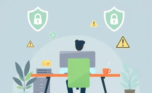 A person at a computer being cautious about online financial offers.