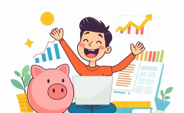 A person planning finances with charts and a piggy bank