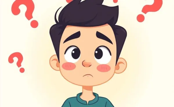 Person pondering financial questions with a playful background