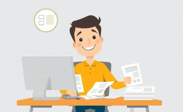 Person planning finances happily at a desk
