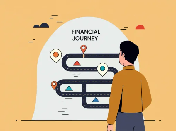 Cartoon of a person with a financial roadmap