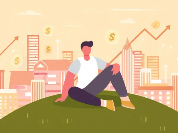 A person contemplating financial independence overlooking a city