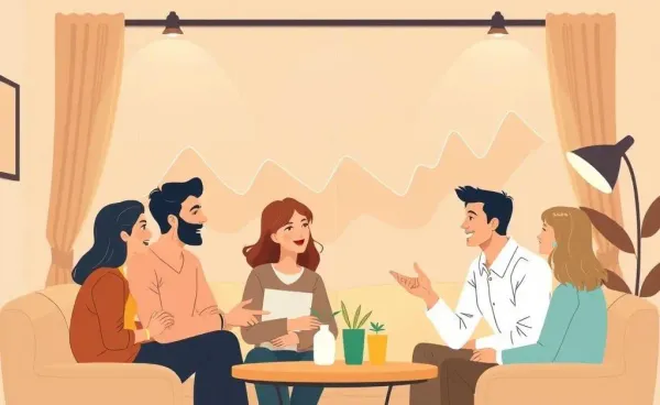 People discussing interest rates with charts in the background