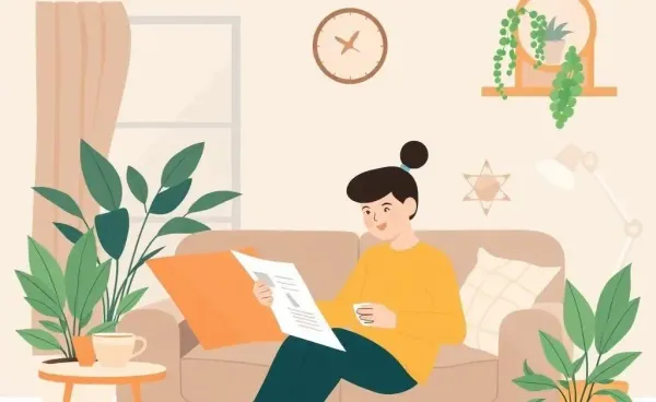 A person comfortably reviewing financial documents related to FHSA at home.