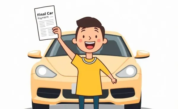A person happily holding a final car payment receipt