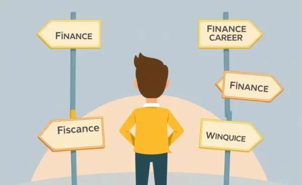 Person at a crossroad deciding on finance career paths