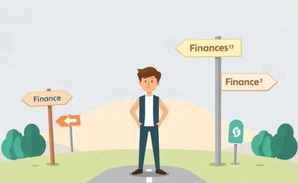 Person at a career crossroads with finance options