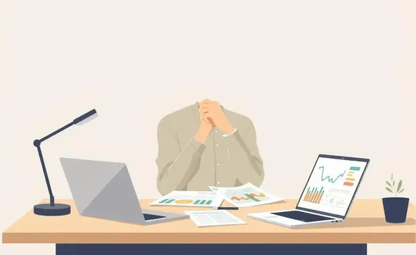 A person in their 30s planning finances thoughtfully at a desk with charts