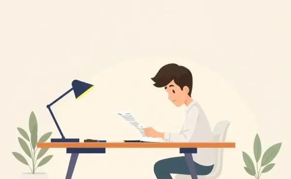 Person reviewing finances at a desk