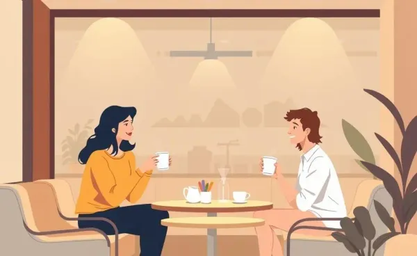 Two people discussing financial goals over coffee in a cozy setting