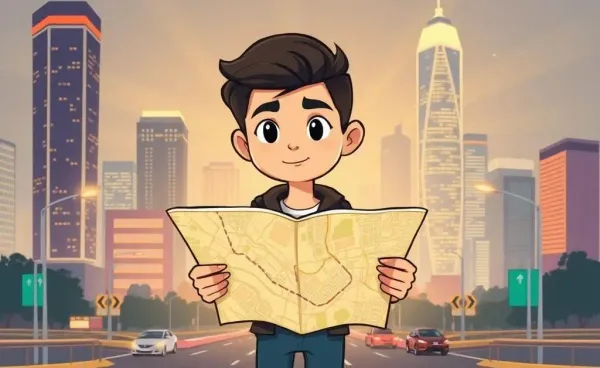 Person holding a roadmap at a career crossroads.