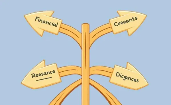 Descriptive alt text for crossroads featuring diverse financial options