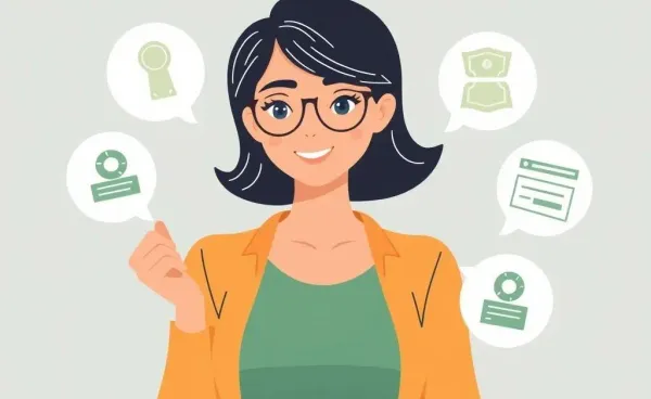 Woman confidently examining financial strategies