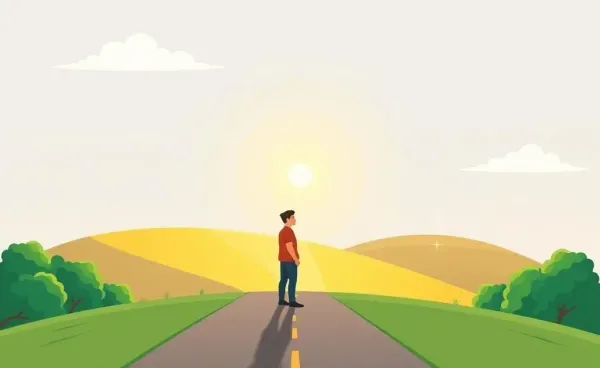 Person at a crossroads leading to financial health