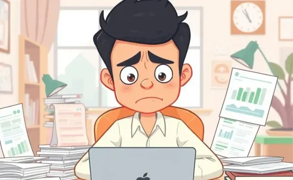 Person at desk making financial decisions with documents and a laptop