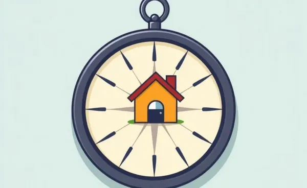 Illustration of a compass with a house icon for financial guidance