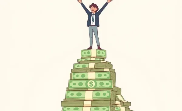 Person standing on a debt-free note, representing financial freedom