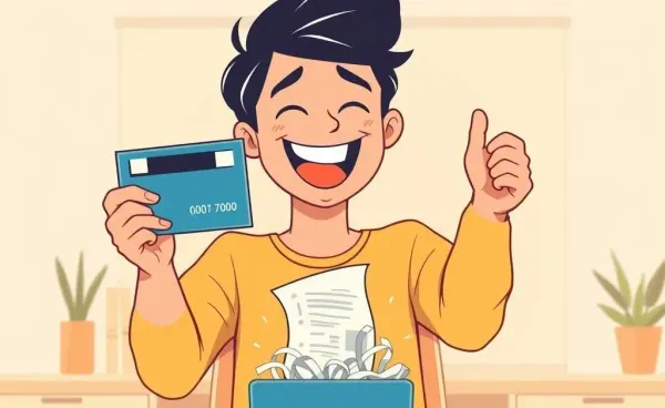 A cartoon of a person tearing up a credit card statement.