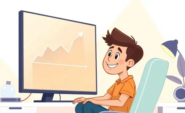 Illustration of financial growth chart on a computer screen