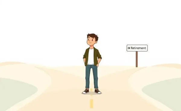 Person standing at crossroads of financial independence and traditional retirement