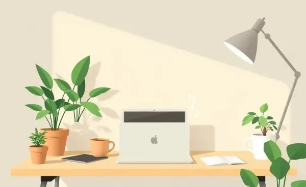 A cozy home office with a laptop and plants symbolizing financial freedom
