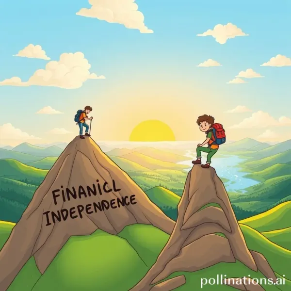 An individual climbing a mountain labeled ‘Financial Independence’