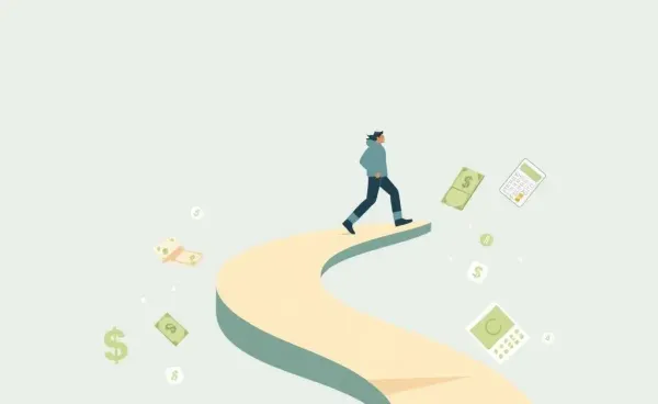Person walking up a path towards financial independence