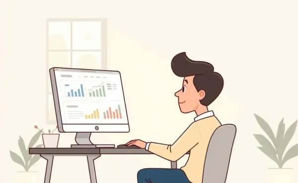 Person planning financial independence on a computer