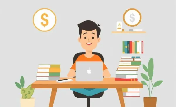 A person at a desk planning their financial future