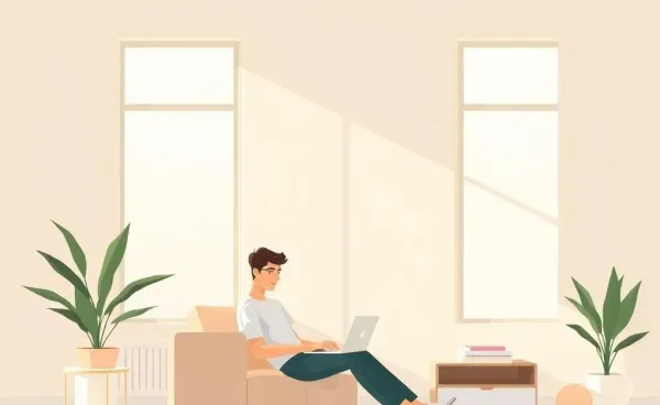 A person planning their finances on a laptop in a calm setting