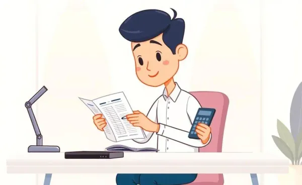 A person planning financial independence at a desk with a budget planner.
