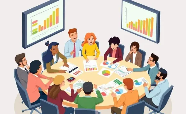 A diverse group of people brainstorming financial strategies