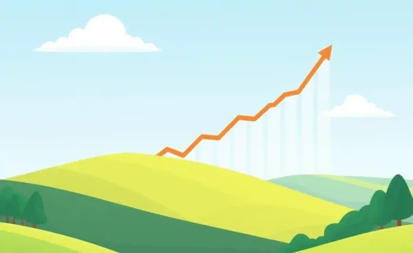 Illustration of a tranquil landscape with financial growth chart.