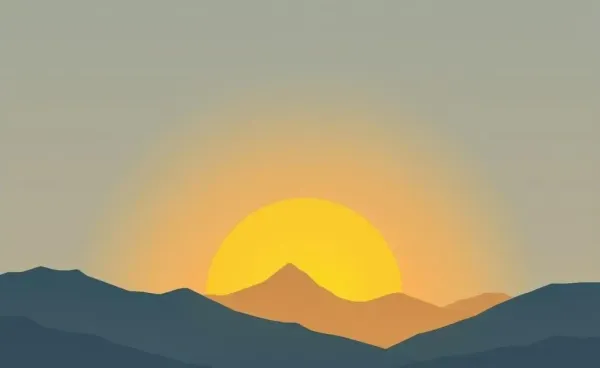 A calm sunrise over a mountain, symbolizing new beginnings in financial independence