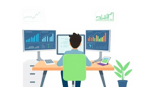 A person at a desk with financial charts illustrating interest rate changes