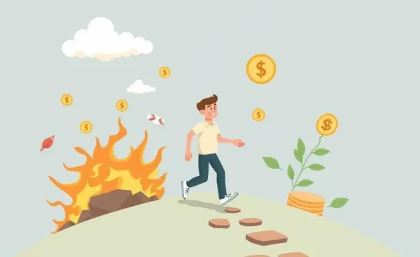 A person walking from chaos to calm on a path symbolizing financial growth.