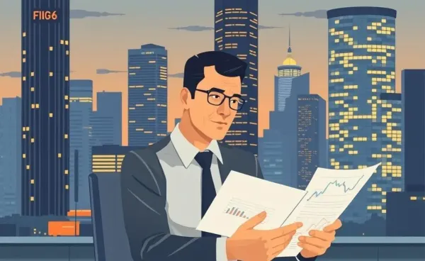 Illustration of a thoughtful leader pondering over financial data