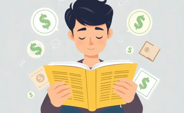 A person exploring financial literacy through books and resources