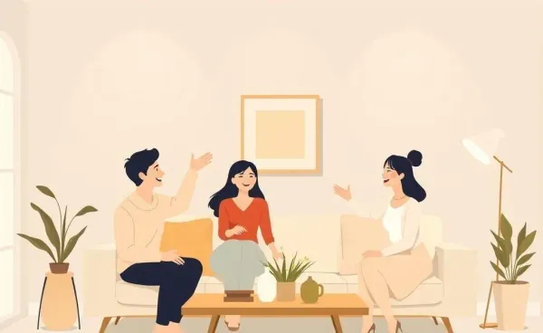 A happy family celebrating in their living room after a financial breakthrough