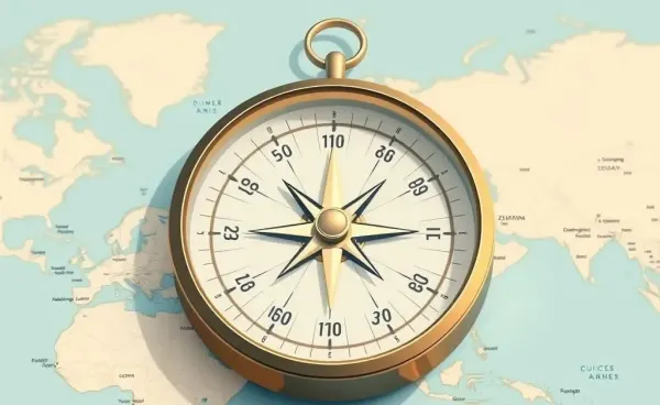An elegant compass on a map representing navigation in financial decisions