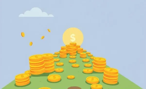 Illustration of a golden path leading to financial freedom