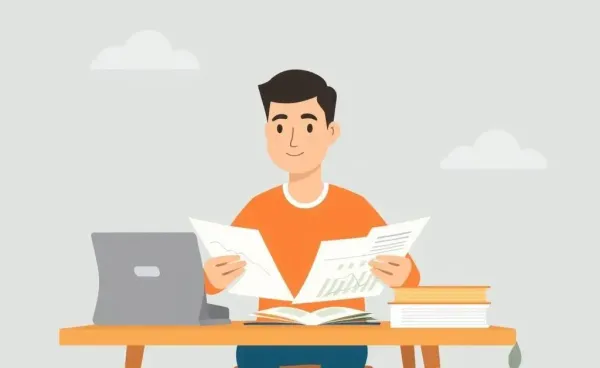 Illustration of a person reviewing finances calmly