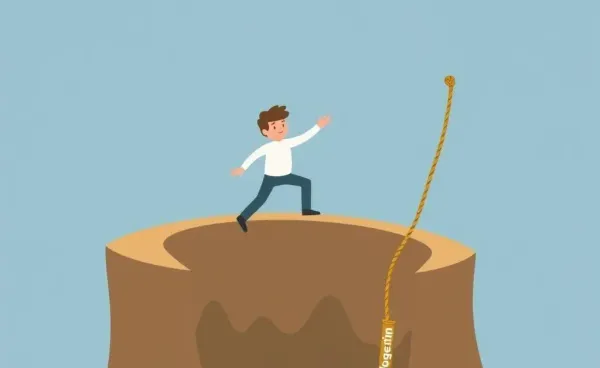 Person climbing out of a financial pit with a budgeting rope