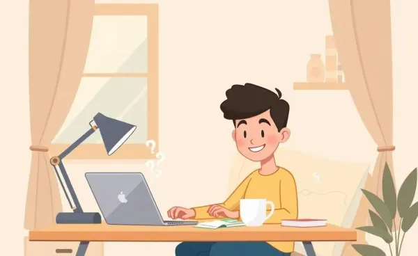Person planning finances at a cozy desk with a laptop and coffee